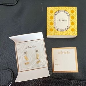 Set of three small gold earrings